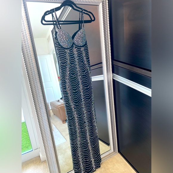 Mesh Diamonds Maxi Dress Black - Picture 3 of 5